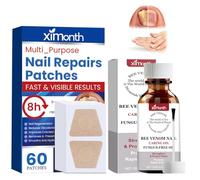 60PCS Parches de Uñas Eficaces, 15ML Uñas Solución, Mejora el Crecimiento de Las Uñas, Parches de Reparación para Uñas Dañadas y la Apariencia de Uñas Decoloradas