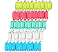 60pcs Plástico Clave Etiquetas De Identificación Etiqueta Etiquetas Clave De Identificación con La Ventana Etiqueta Anillo Partido (5 Colores)