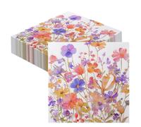60Pcs Servilletas de Colorido Flores Retro, Servilleta de Verano Cóctel Flores Desechables Servilletas Cumpleaños Decorativas de Papel para Suministros de Fiesta de Té Almuerzo Festivo,33x33cm