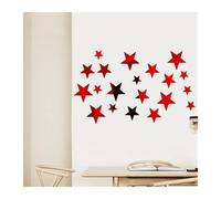 60pcs Star Wall Sticker 3D Acrylic Irregular Mirror Vanity Living Room Decoration Cartoon Stickers(Red)
