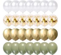 60Piezas 30cm Globos Verde Oliva Globos Verde Salvia Globos Blanco Oro Globos de Látex MetáLico Dorado Globos para Boda Fiesta De Cumpleaños Baby Shower