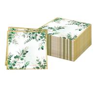 60Piezas Servilletas de Hoja de Eucalipto,Servilleta de Primavera Verano Servilletas de Cóctel Desechables Servilletas Decorativas de Papel para Suministros de Fiesta de Té Almuerzo Festivo,33x33cm