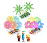 60Piezas Sombrillas de Cócteles en 3 Estilos Tropicales Palillos de Cóctel Decorativos para Bebidas,Postres y Frutas Decoración de Cócteles para Fiesta de Verano,Bar y Playa Adornos de Fiesta Tropical