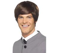 60s Beatles Peluca Marrón Hombre Mod Estilo Retro Accesorio de Disfraz