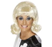60s Fleco Peluca Mujer Hippy Retro Disfraz Rubia Adulto