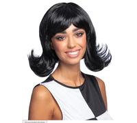60s Negro Mod Fleco Peluca Mujer Cilla Accesorio para Disfraz Adulto