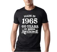 60th Birthday Awesome | Funny | Novedad | Broma | Camiseta para hombre, Estampado en T negro y blanco, S