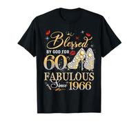 60th Birthday Queen Blessed by God 60 Fabulous Since 1966 Camiseta