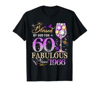 60th Birthday Queen Blessed by God 60 Fabulous Since 1966 Camiseta