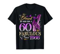 60th Birthday Queen Blessed by God 60 Fabulous Since 1966 Camiseta