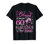 60th Birthday Queen Blessed by God 60 Fabulous Since 1966 Camiseta