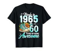 60th Birthday Queen Made in 1965 Gifts 60 Years Old Floral Camiseta