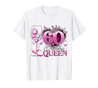 60th Birthday Queen Pink Wine 60 Years Old Women Girls Camiseta