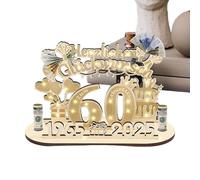 60th Birthday Table Decorations, Wooden Birthday Tabletop Sign, 9,45 x 5,51 pulgadas Tiered Tray Decor & Desktop Guest Book Centerpieces for Home and Party