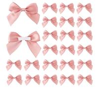 60uds Rosa Bebé Lazos de Cinta de Raso, 5,08x6,35cm Autoadhesivo Lazo Pequeño con Cinta de Doble Cara Prefabricado Mini Pegatina de Lazo para Envolver Regalos Decoración de Fiestas Boda