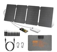 【60W Cargador Solar Portatil Potente 18V Kit】KWODE Generador Solar Portatil 60W, Panel Solares Portatiles DC+USB3.0+Tipo-C, ETFE IP67 Placa Solar para Pequeños Generadores,Batterien,Senderismo,Camping