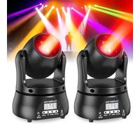 60W Mini Cabeza Móvil Moving Head Luces de Fiesta, Foco LED RGBW Discoteca Luz de Escenario Beam DMX512 Control de Voz Efecto de Iluminación para DJ Bodas Halloween Club 2PCS