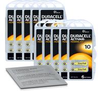 Duracell Pilas para audífonos Activair Hearing Tamaño 10 Pack 120 (20x6)