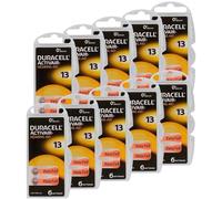 60x Duracell Activair Pilas Audífono Tamaño 13 Zinc Aire Libre