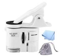 60x Microscopio de Clip para Teléfono,Mini Microscopio de Bolsillo con Luces LED UV,Microscopio Portátil,Microscopio de Mano,Bolsillo Lupa para Joyería Biológica Monedas Sellos De Moneda