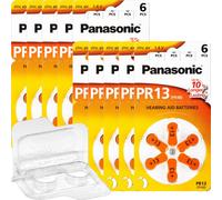 60x Pilas para audífonos Panasonic PR13 naranja (10x blister de 6) + caja de ...