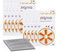 60x Pilas para audífonos Signia PR48 13 naranja (10x blister de 6) + paño de ...
