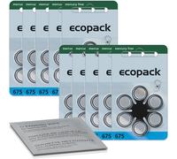 60x VARTA ecopack pilas para audífonos azul 675 (10x blister de 6) + paño de ...