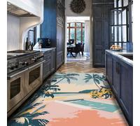 60x90 Alfombra Zona Playa salón Dormitorio Comedor Acuarela Isla Tropical Tema Marino Antideslizante fácil Limpiar Pelo bajo