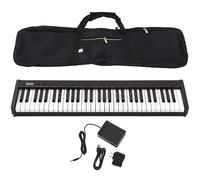 61 piano eléctrico clave, con bolsa de piano, 128 tonos, compatibilidad midi, pedal sostenimiento y apoyo a MP3 para músicos o principiantes (Black)