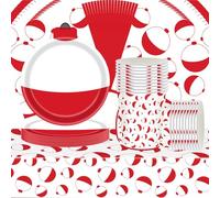61 piezas de vajilla roja y blanca para fiesta, suministros de fiesta, decoraciones de cumpleaños infantiles para 20 invitados, adecuados para cumpleaños, compromisos, picnics y más