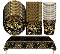 61 piezas Decoración de Año Nuevo 2026 Vajilla de Fiesta de Año Nuevo NTEVXZ Happy New Year Decoración Platos, Tazas, Servilletas, Mantel, 20 Invitados