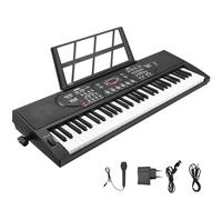 61 Teclado Piano Eléctrico para, el instrumento de piano electrónico portátil para principiantes con micrófono, pegatinas para notas Ligero y portátil, adecuado para viajes o la escuela.