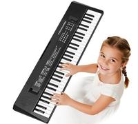 61 Teclas Piano Teclado Infantil con Micrófono - Juguetes Teclados Electrónicos para Edades Musical Regalos para Niños y Niñas de 3 4 5 6 7 Años, Negro