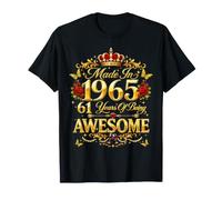 61 Year Old Made in 1965 Retro Floral 61st Birthday Women Camiseta