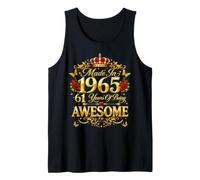 61 Year Old Made in 1965 Retro Floral 61st Birthday Women Camiseta sin Mangas
