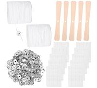 6100cm Mechas para Velas, Mechas para Velas Caseras, Kit para Hacer Velas, Pavios para Velas, Pegatinas y Tijera para Hacer Velas Artesanales, Fabricación De Vela DIY