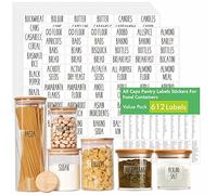 612 Etiquetas Minimalistas para Alimentos de Despensa, Pegatinas de Aceite de Especias de Hierbas, Más 51 en Blanco, Resistente al Agua/Aceite/Desgarro, Sin Residuos, Ampliar Versión para Cocina