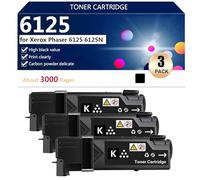 6125 Cartucho de Tóner de Alta Capacidad para Xerox Phaser 6125 6125N Impresora, 3000 Páginas,Black-3 Pack