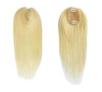 #613 Adorno de cabello humano de color rubio, Base de seda de 6x9 cm for cubrir la caída del cabello, postizos grises Wiglets(14 inch)
