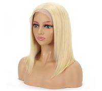 613 Blonde Short Bob Wig Human Hair 13x4 HD Transparente Lace Front Wigs Glueless 180 Density for Women Agrega volumen del cabello (35,5 cm)