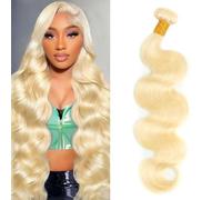 613 paquetes de cabello humano rubio de 20 pulgadas, 100% sin procesar, grado 12A, cabello humano virgen brasileño, 1 manojo de extensiones de cabello humano rubio ondulado para mujer