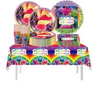 61PCS Trolls Party Tableware, Trolls Fiesta Temática, Fiesta de Cumpleaños Infantil, Tazas, Platos, Manteles, Servilletas de Papel, Capacidad para 20 Personas