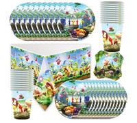 61pcs Vajilla de Fiesta Vajilla para Fiesta de Juegos Decoraciones de Mesa para Cumpleaños Infantiles Suministros de Fiesta para el Nuevo Mundo Mágico Incluyendo Tazas, Platos, Servilletas, Manteles