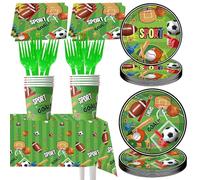 61PCS Vajilla Decoracion Deportes, Vajilla para Fiesta Sport, Set di Stoviglie per Compleanni Sport, Incluye Platos Servilletas de Papel Vasos de Papel para 10 Personas