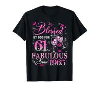 61st Birthday Queen Blessed by God 61 Fabulous Since 1965 Camiseta