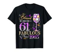 61st Birthday Queen Blessed by God 61 Fabulous Since 1965 Camiseta