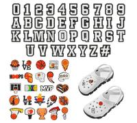 62 Piezas de Pins para Crocs, Temática Baloncesto, Jibbitz, Charms y Accesorios Crocs con Letras y Números para Decorar Zapatos, Ideal para Niños, Adolescentes y Adultos