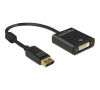 Delock Cable adaptador de 20 cm negro [DisplayPort 1.2 macho > DVI hembra, 4K, activo]