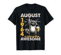 62nd Birthday Raccoon Beer August 1964 Vintage 62 Years Old Camiseta