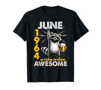 62nd Birthday Raccoon Beer June 1964 Vintage 62 Years Old Camiseta